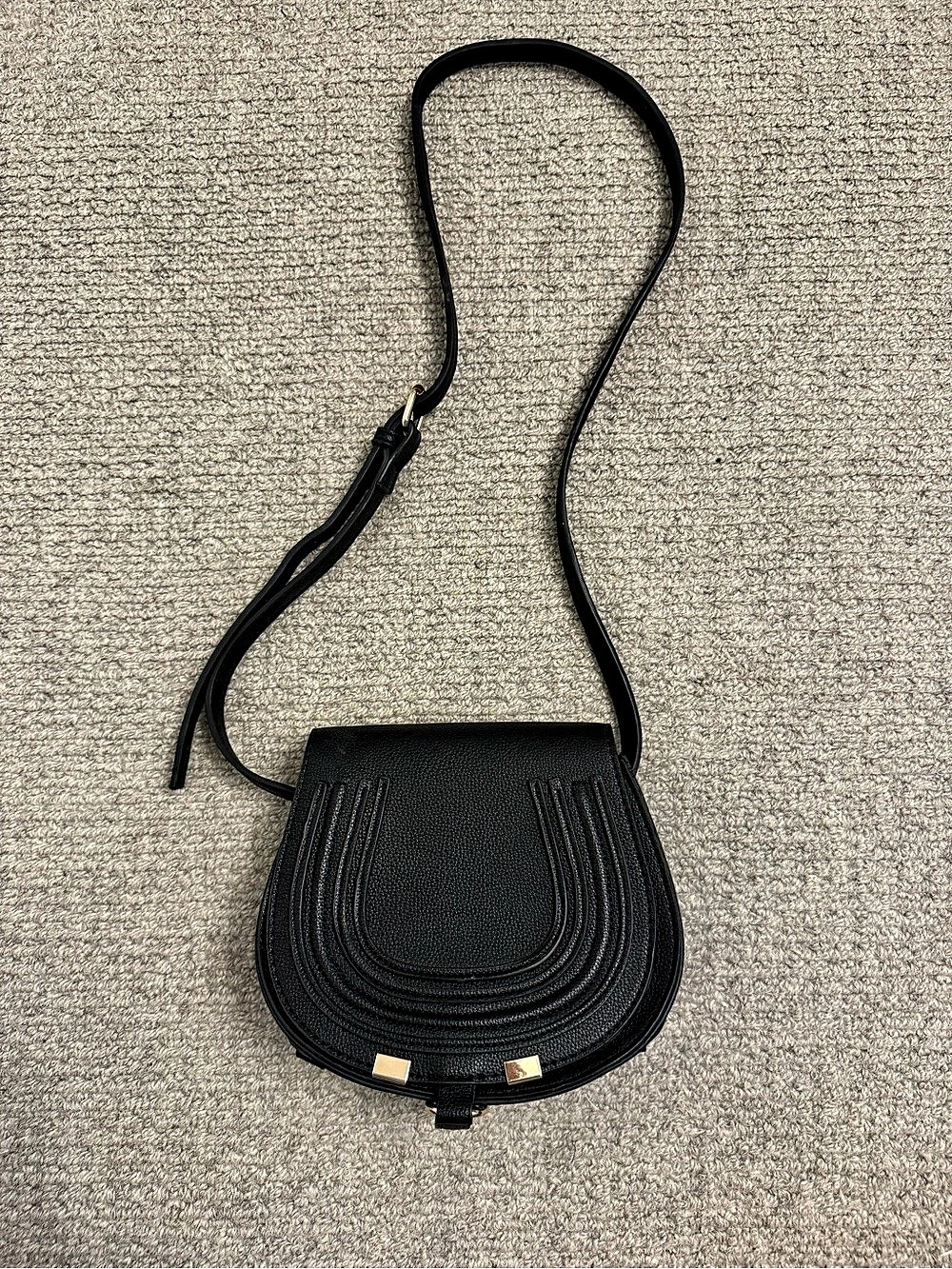 Designer style Small Saddle Bag Black Crossbody Bag